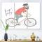 Designart - Hipster Man On A Bicycle - Children's Art Canvas Wall Art Print